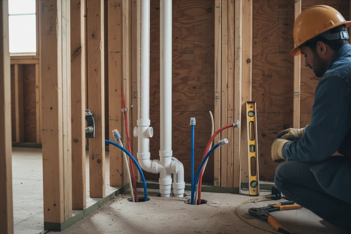 Drain and supply rough-in during Drain Cleaning in Denniston
