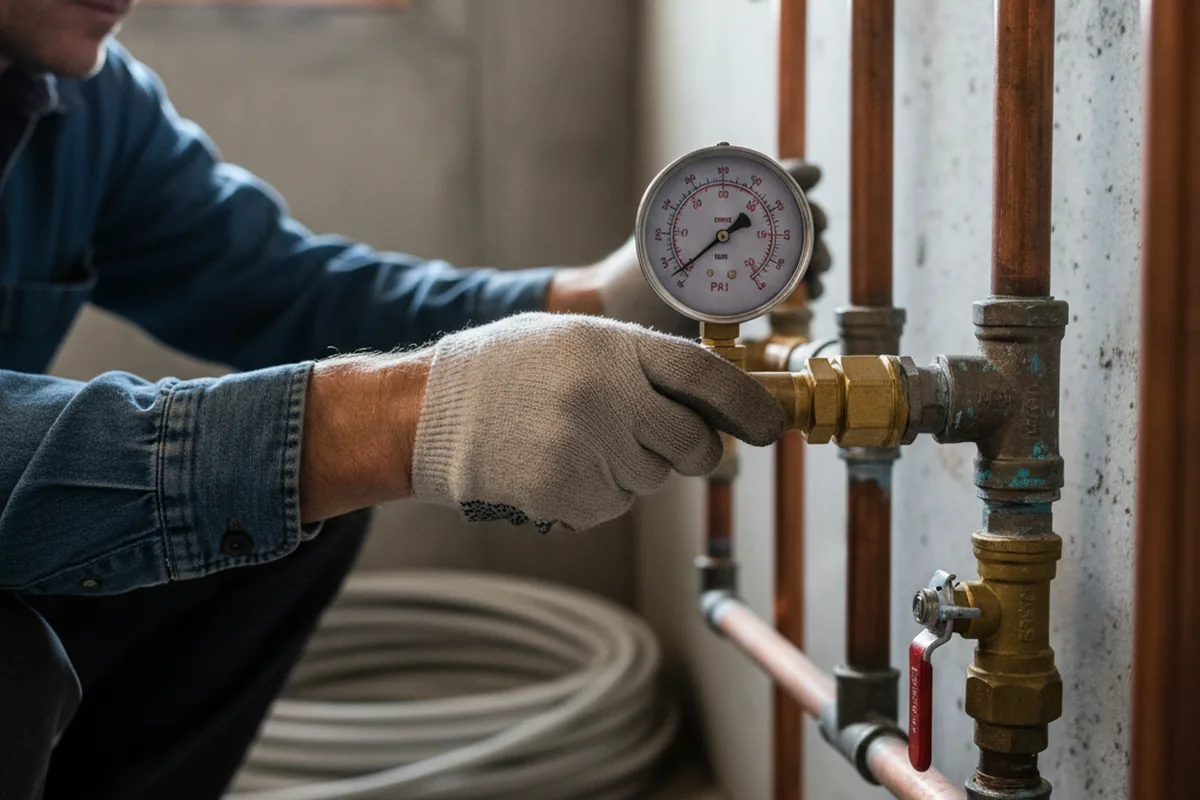 Pressure testing a repaired line during Water Line Repair in Denniston